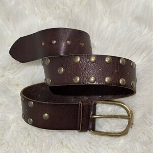 Linea Pelle Studded Leather Belt Brown Wide Western